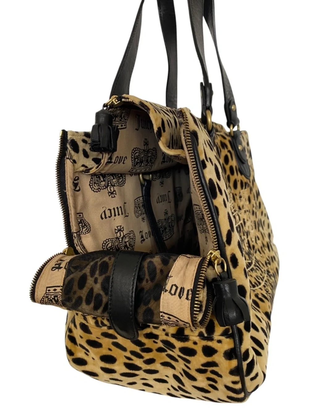 Vintage RARE Juicy Couture Cheetah Velour Pet Carrier Bag Y2K Doggy Couture